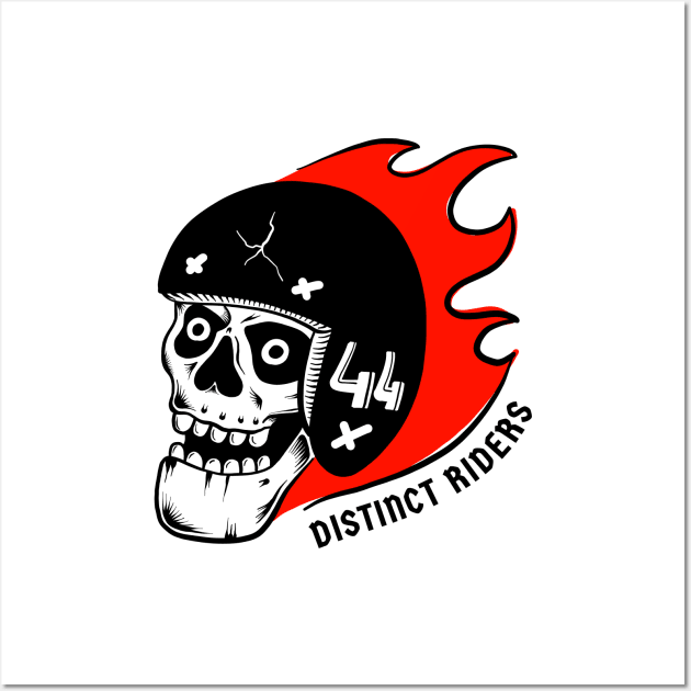 Distinct Riders – Rider 44 - Skull with flames - dark version Wall Art by distinctriders